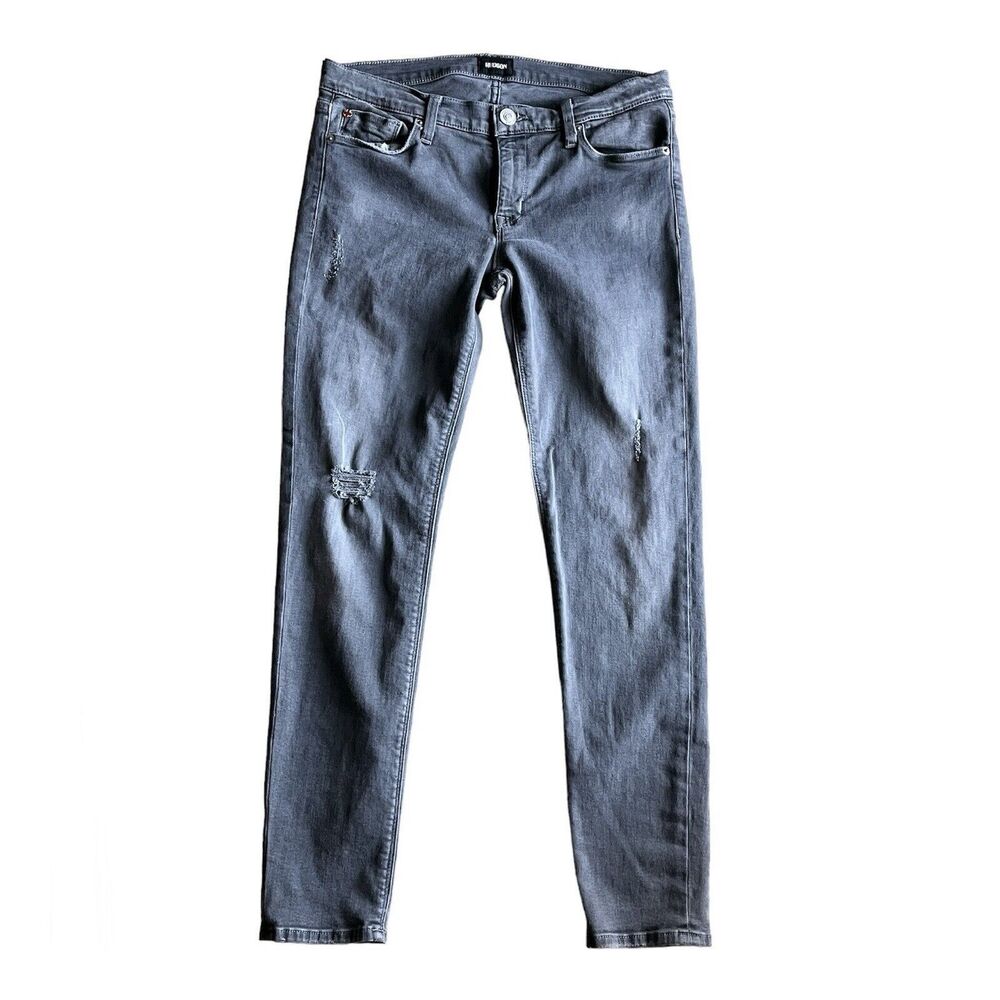 Hudson Krista Ankle Super Skinny Jeans W32 L27.5 Gray Denim Stretch Distressed